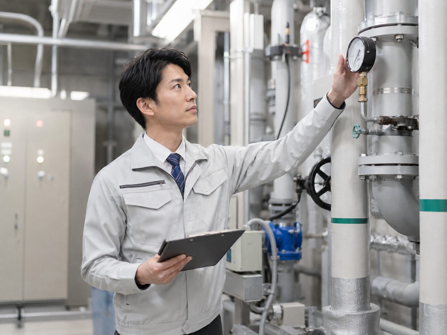 設備の日常点検を行うスタッフ