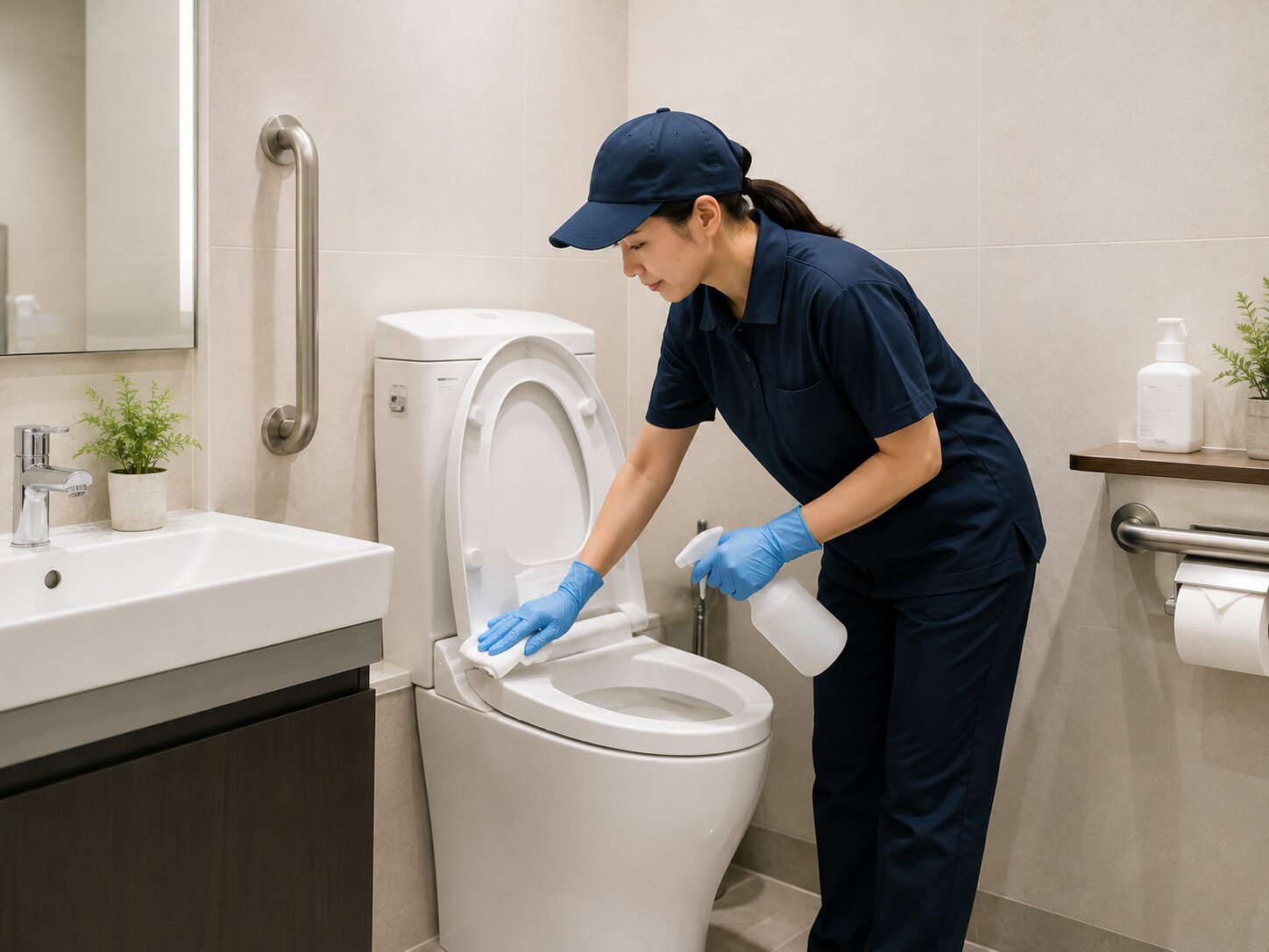 清潔に管理された施設内のトイレ